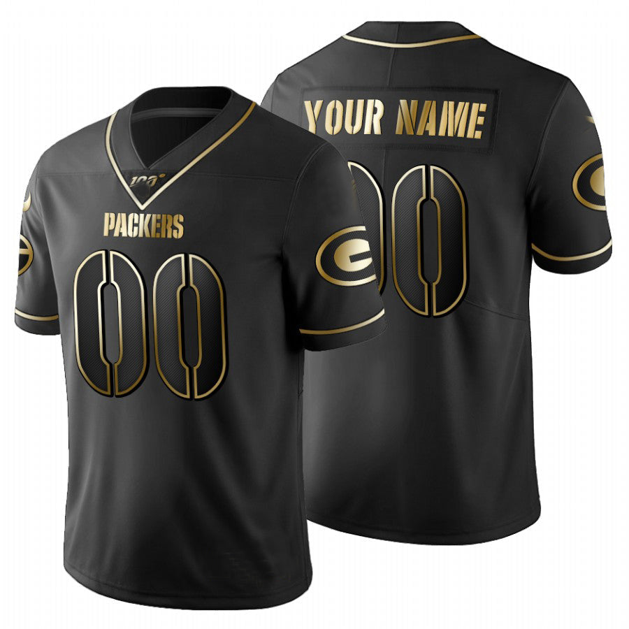 Custom1 Green Bay Packers Black Golden Limited 100 Jersey1 Stitched Football Jerseys football jersey product view 1