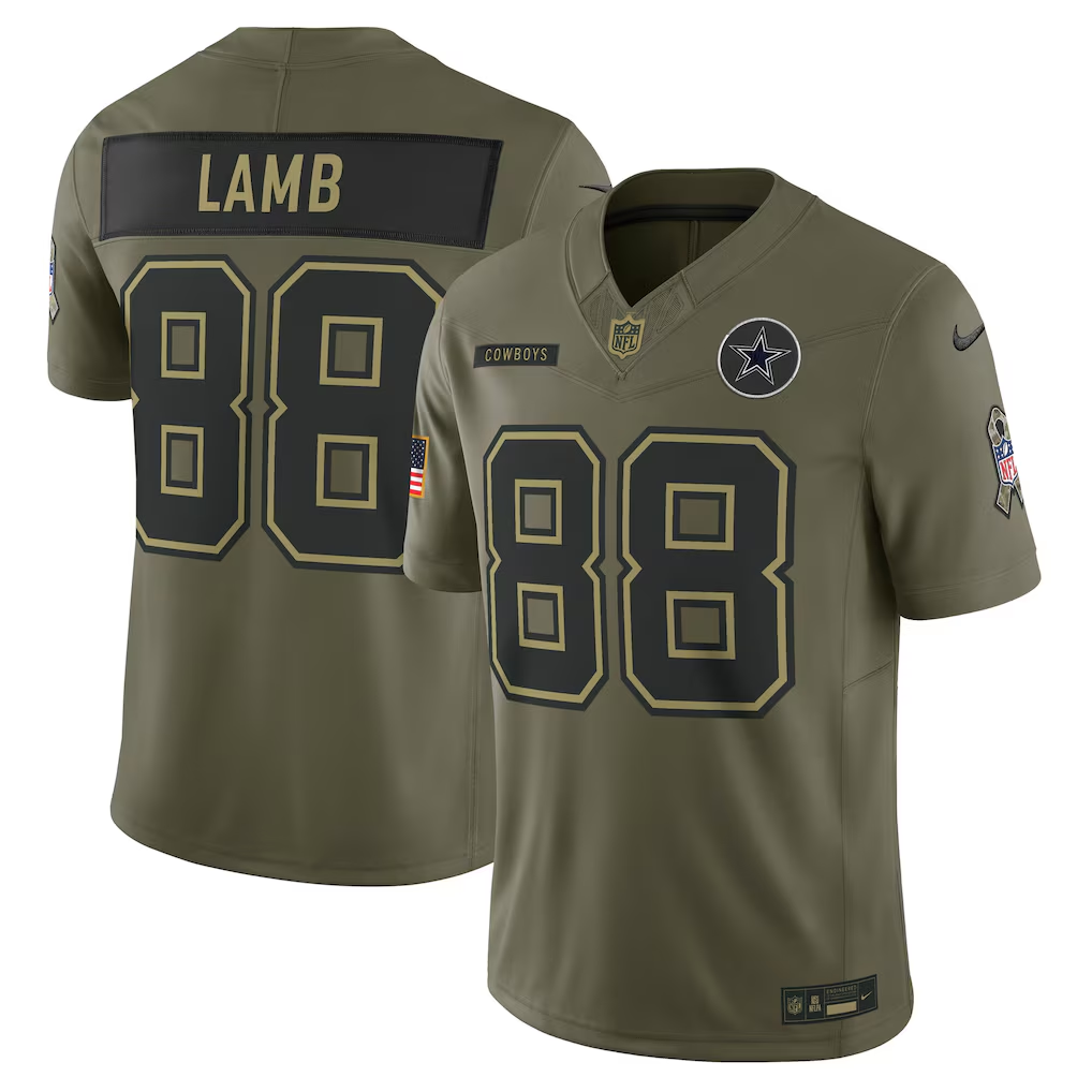 Men's Dallas Cowboys CeeDee Lamb Olive 2025 Salute to Service Limited Jersey football jersey product view 1