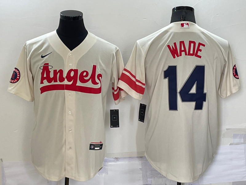 Men's Los Angeles Angels Tyler Wade #14 Cream City Connect Replica Player Jersey baseball jersey product view 1