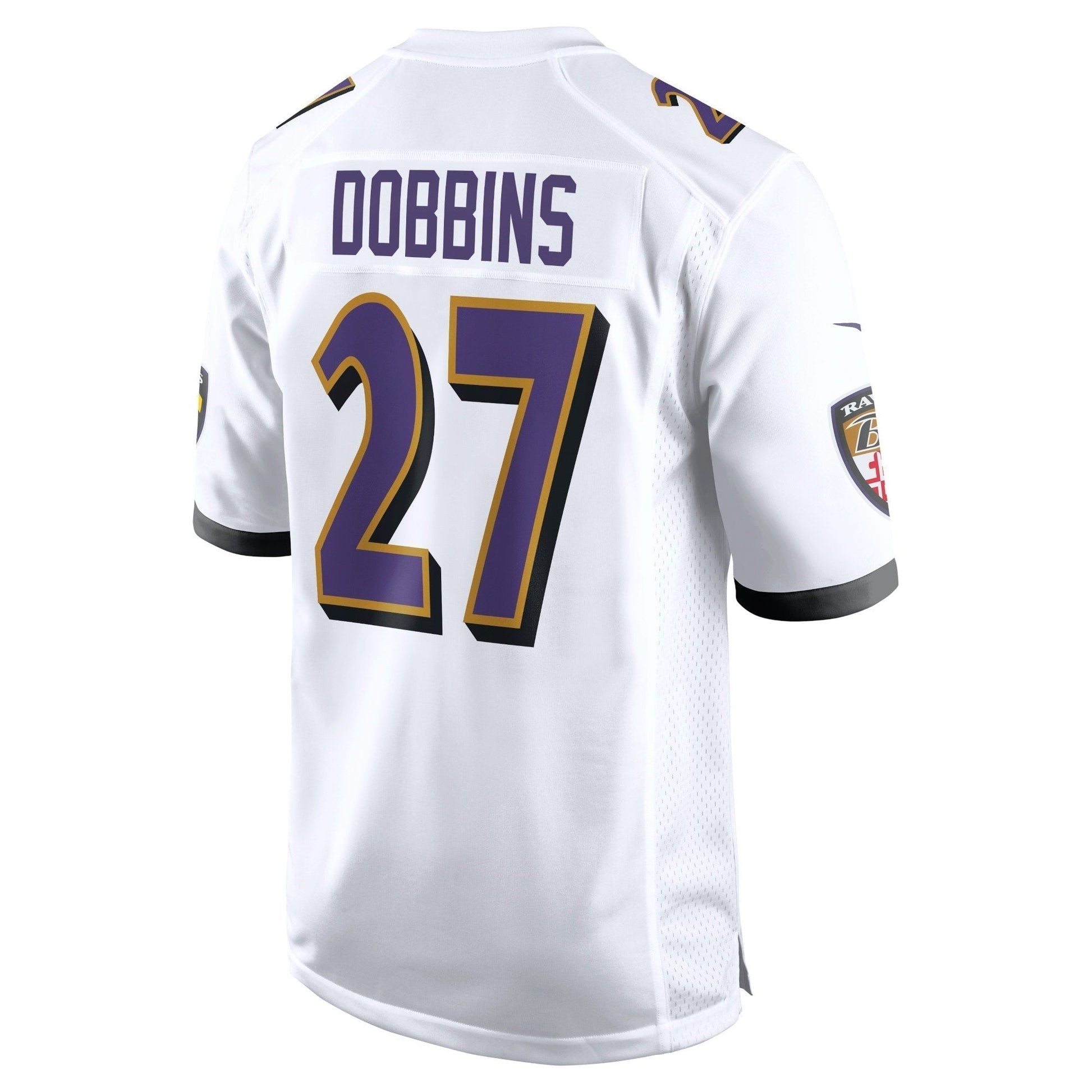J.K. Dobbins Baltimore Ravens Game Jersey - White football jersey product view 3
