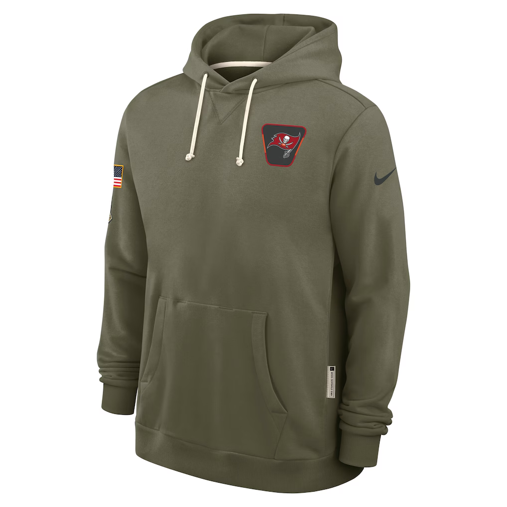 Men's Tampa Bay Buccaneers Olive 2025 Salute to Service Sideline Standard Issue Dri-FIT Hoodie football jersey product view 2