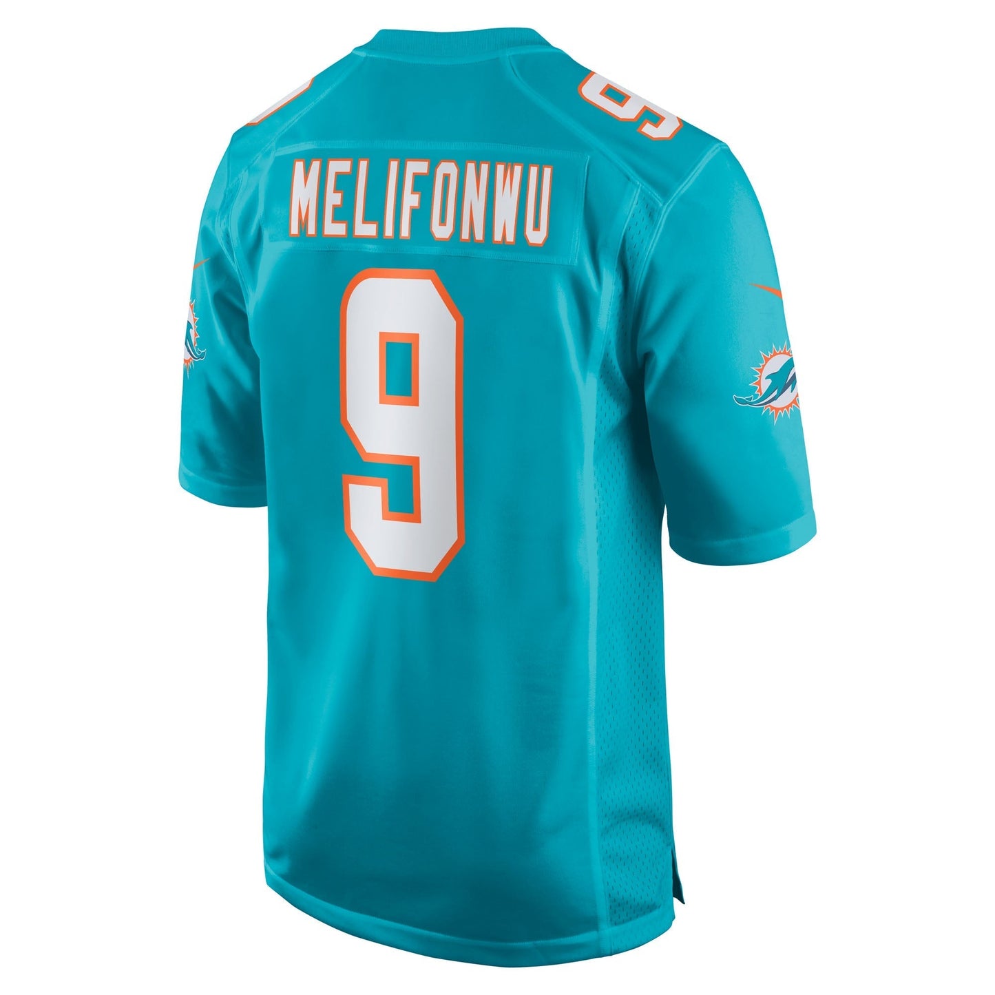 Miami Dolphins Ifeatu Melifonwu Aqua Team Game Jersey football jersey product view 2