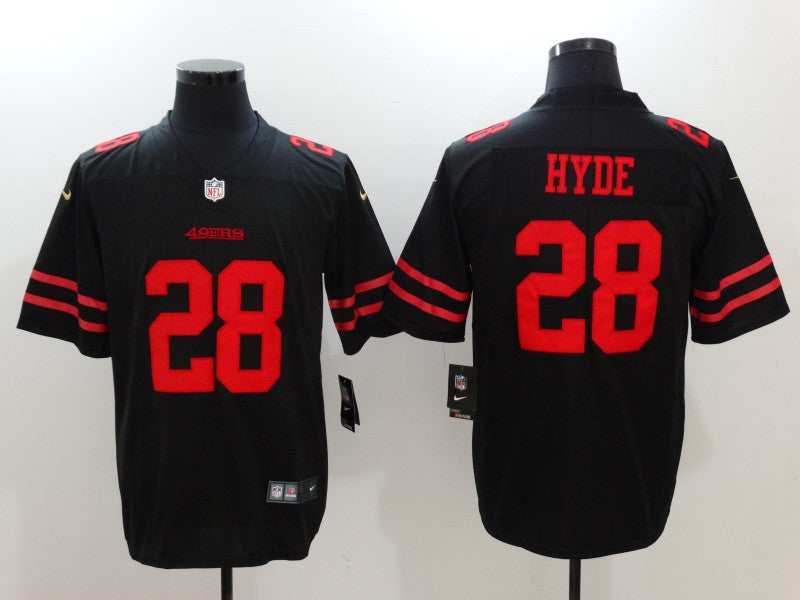 Men's San Francisco 49ers Carlos Hyde #28 Black Game Jersey1 football jersey product view 1