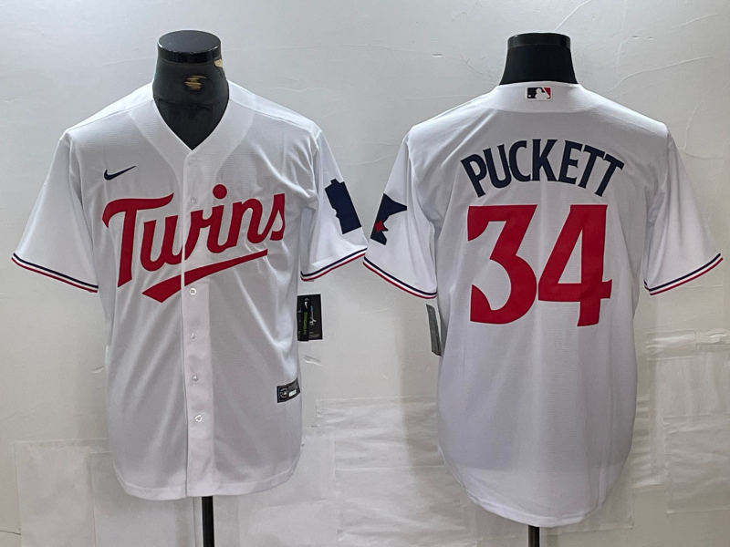 Men's Minnesota Twins Kirby Puckett White Replica Player Jersey baseball jersey product view 1