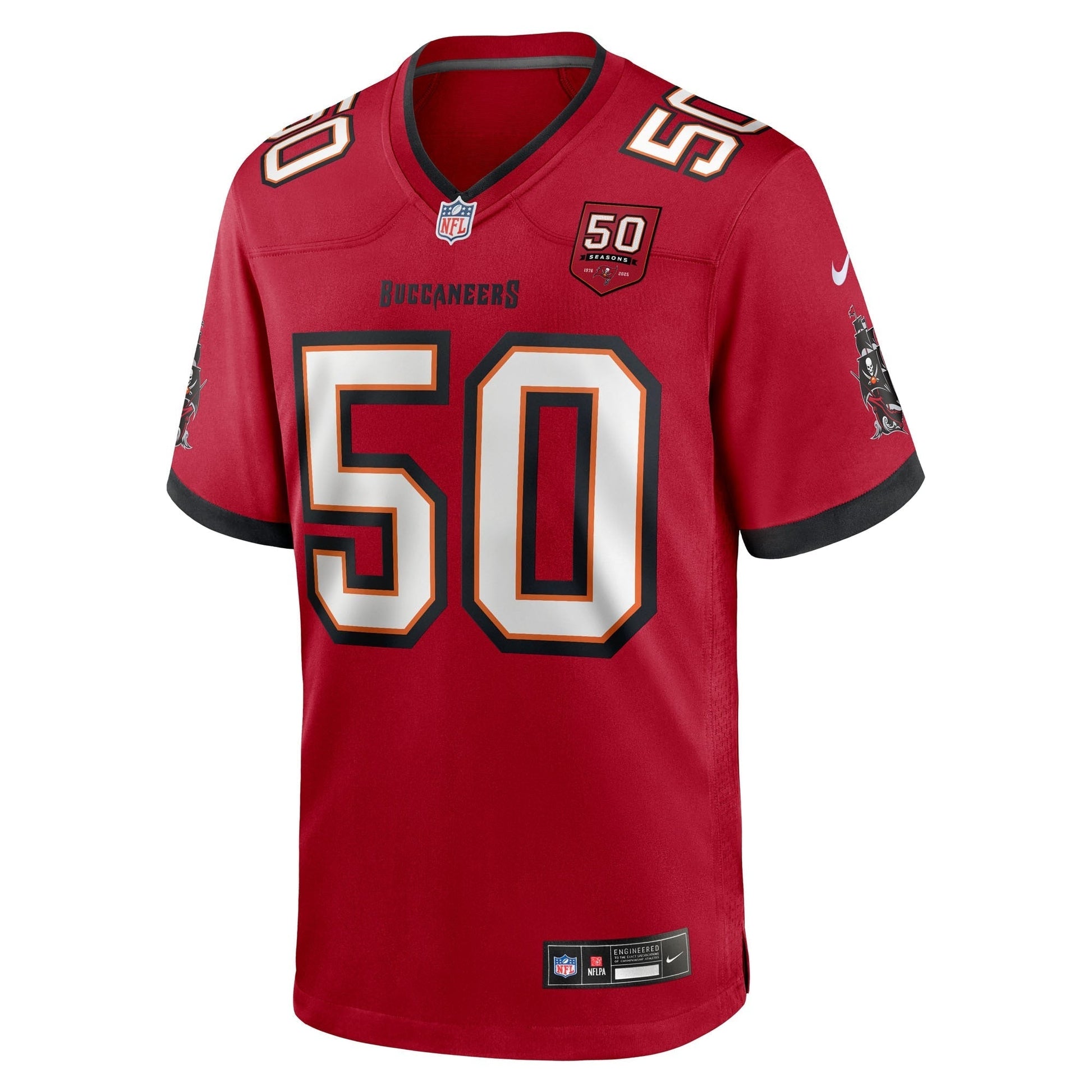 Tampa Bay Buccaneers Vita Vea Red 50th Season Team Game Jersey football jersey product view 1