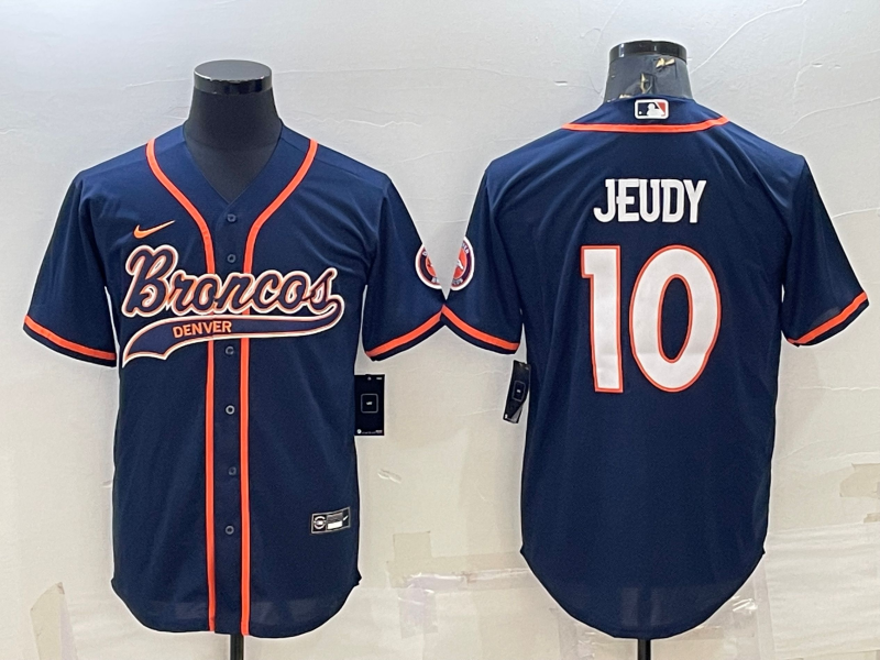 Men's Denver Broncos Jerry Jeudy #10 Navy Game Jersey1 Joint Edition football jersey product view 1