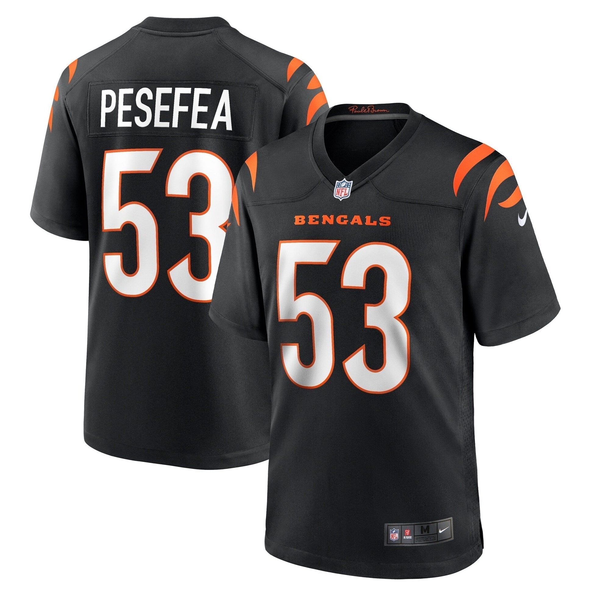 TJ Pesefea Cincinnati Bengals Team Game Jersey - Black football jersey product view 1