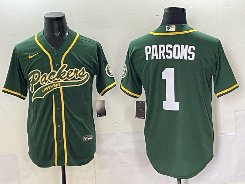 Men's Green Bay Packers Micah Parsons #1 Green Game Jersey football jersey product view 1
