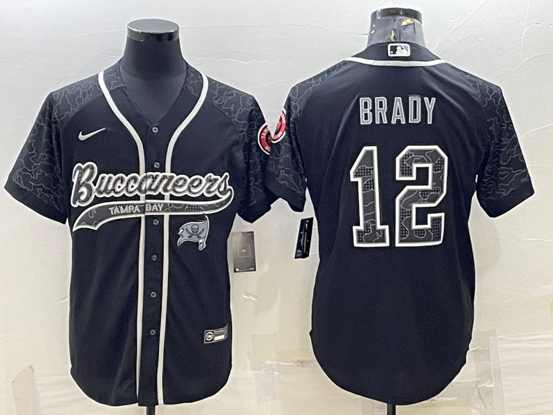 Men's Tampa Bay Buccaneers Tom Brady Black Retired Player RFLCTV Limited Jersey Joint Edition football jersey product view 1