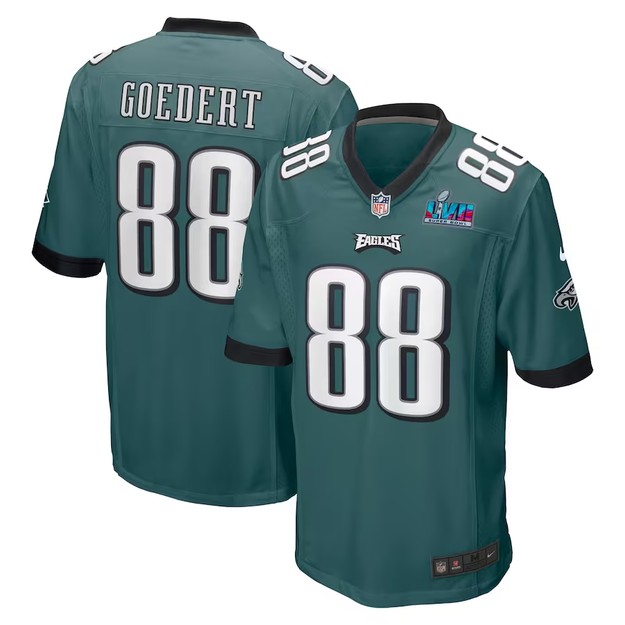 Men's Philadelphia Eagles Dallas Goedert #88 Midnight Green Super Bowl LVII Patch Game Jersey1 football jersey product view 1