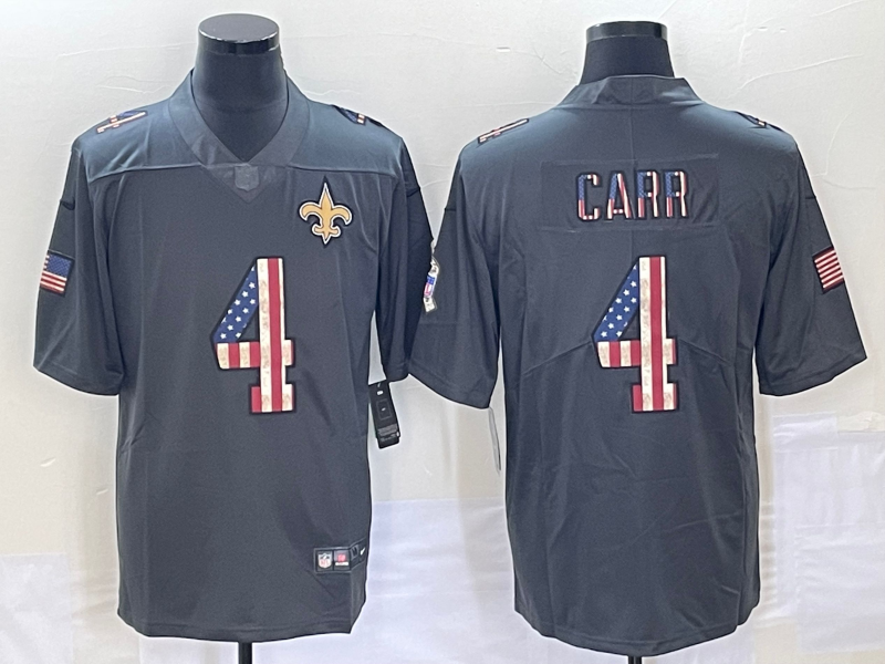 Men's New Orleans Saints #4 Derek Carr Black Game Jersey1 football jersey product view 1