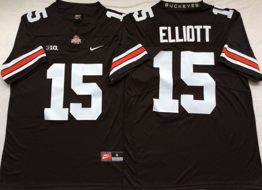 Men's Ohio State Buckeyes Ezekiel Elliott #15 Black Player Jersey sports jersey product view 1