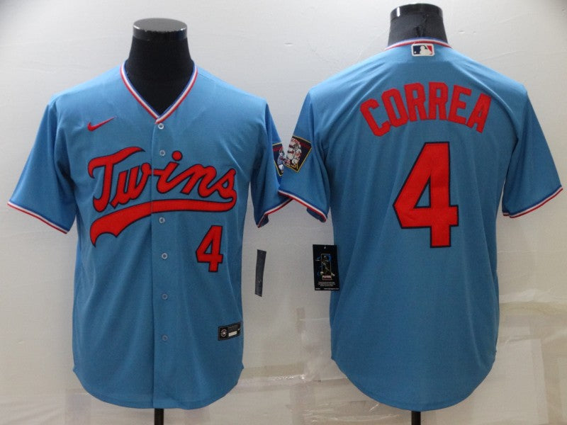 Men's Minnesota Twins Carlos Correa Blue Replica Baseball Jersey baseball jersey product view 1