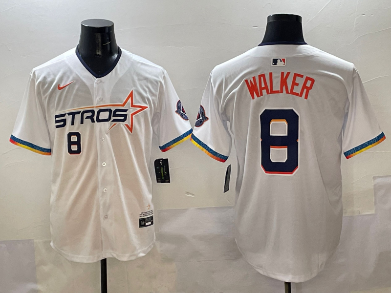 Men's Houston Astros Christian Walker #8 White 2025 City Connect Limited Player Jersey1 baseball jersey product view 1