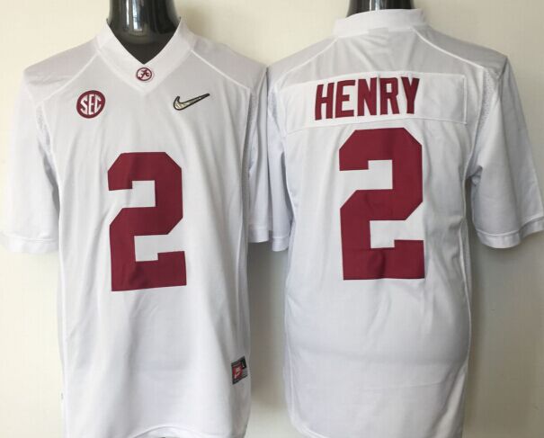 Men's Alabama Crimson Tide Derrick Henry #2 White Player Game Jersey sports jersey product view 1