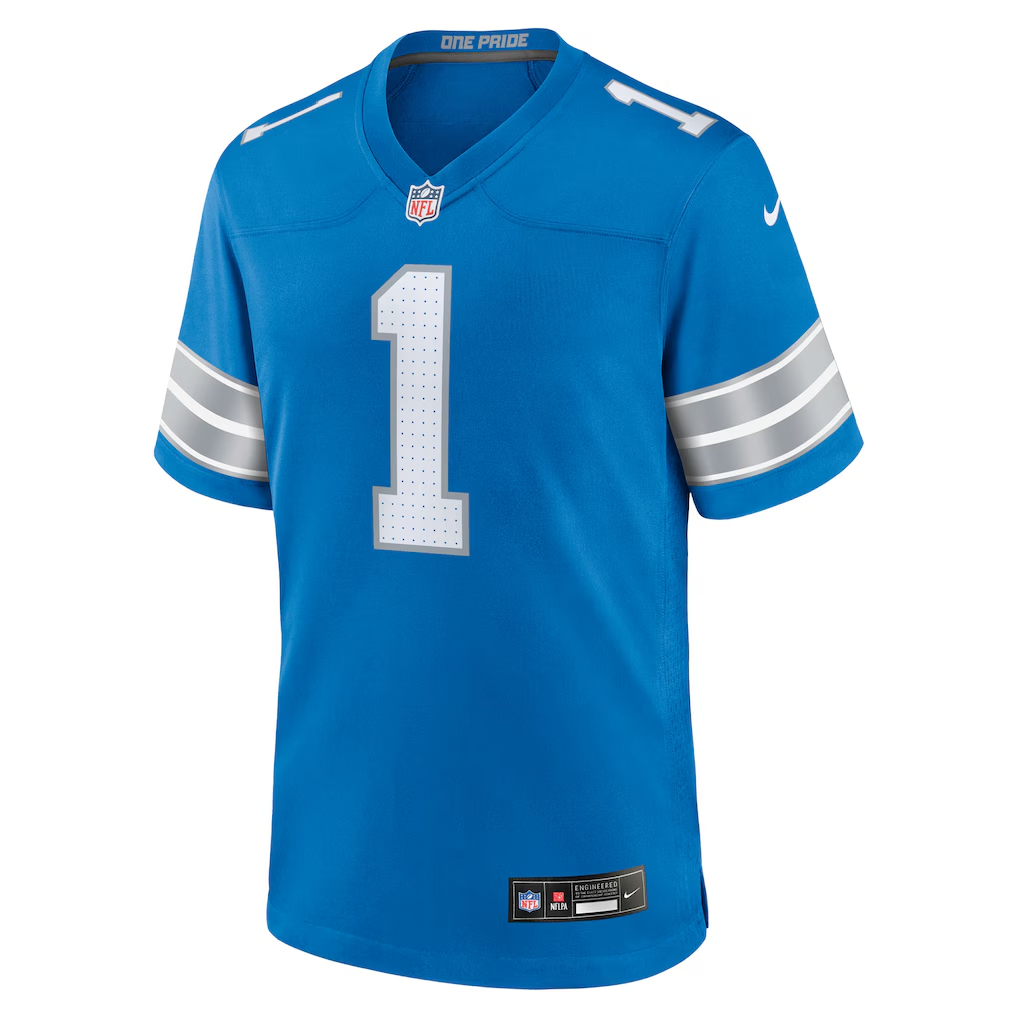 Men's Jameson Williams Blue Detroit Lions Game Player Jersey football jersey product view 2