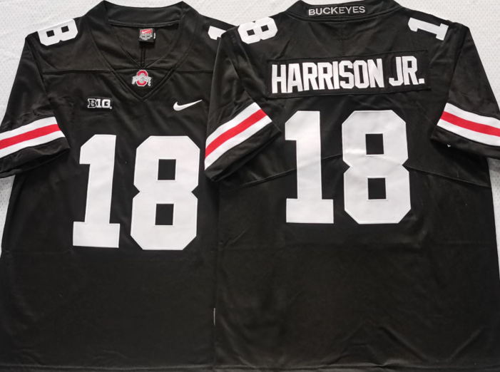Men's Ohio State Buckeyes Marvin Harrison JR Black Player Jersey sports jersey product view 1