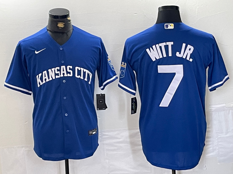 Men's Kansas City Royals Bobby Witt Jr. #7 Royal Alternate Cooperstown Collection Replica Player Jersey baseball jersey product view 1