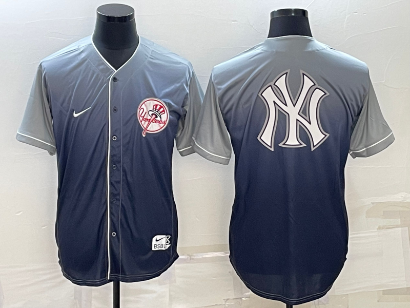 Men's New York Yankees Grey Gradient Replica Player Jersey baseball jersey product view 1