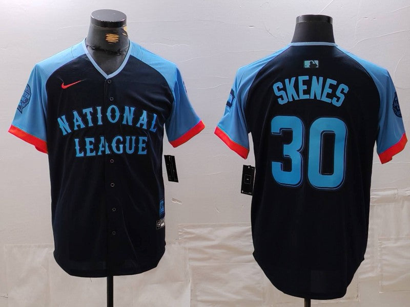 Men's National League Paul Skenes Navy 2024 MLB All-Star Game Limited Player Jersey baseball jersey product view 1