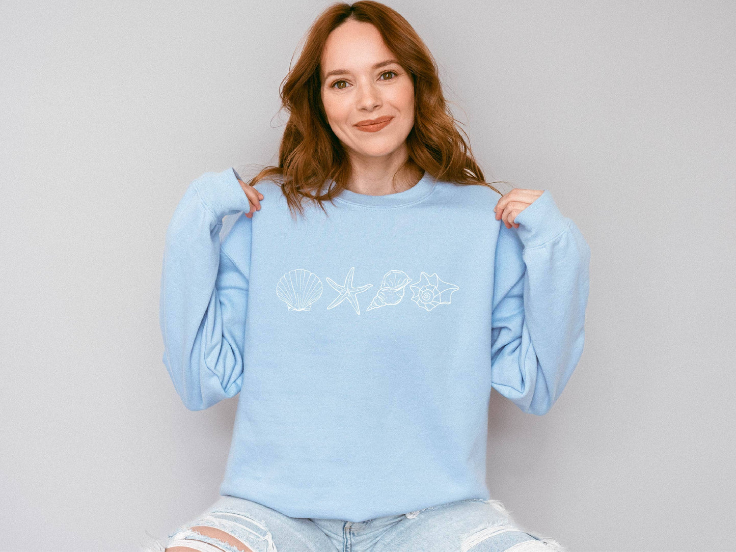 Beach Sweatshirt, Seashells, Beachy, Oversized Sweatshirt Unisex T-shirt, Sweatshirt, Hoodie, Long Sleeve Tee - T-Shirt, Sweatshirt, Hoodie