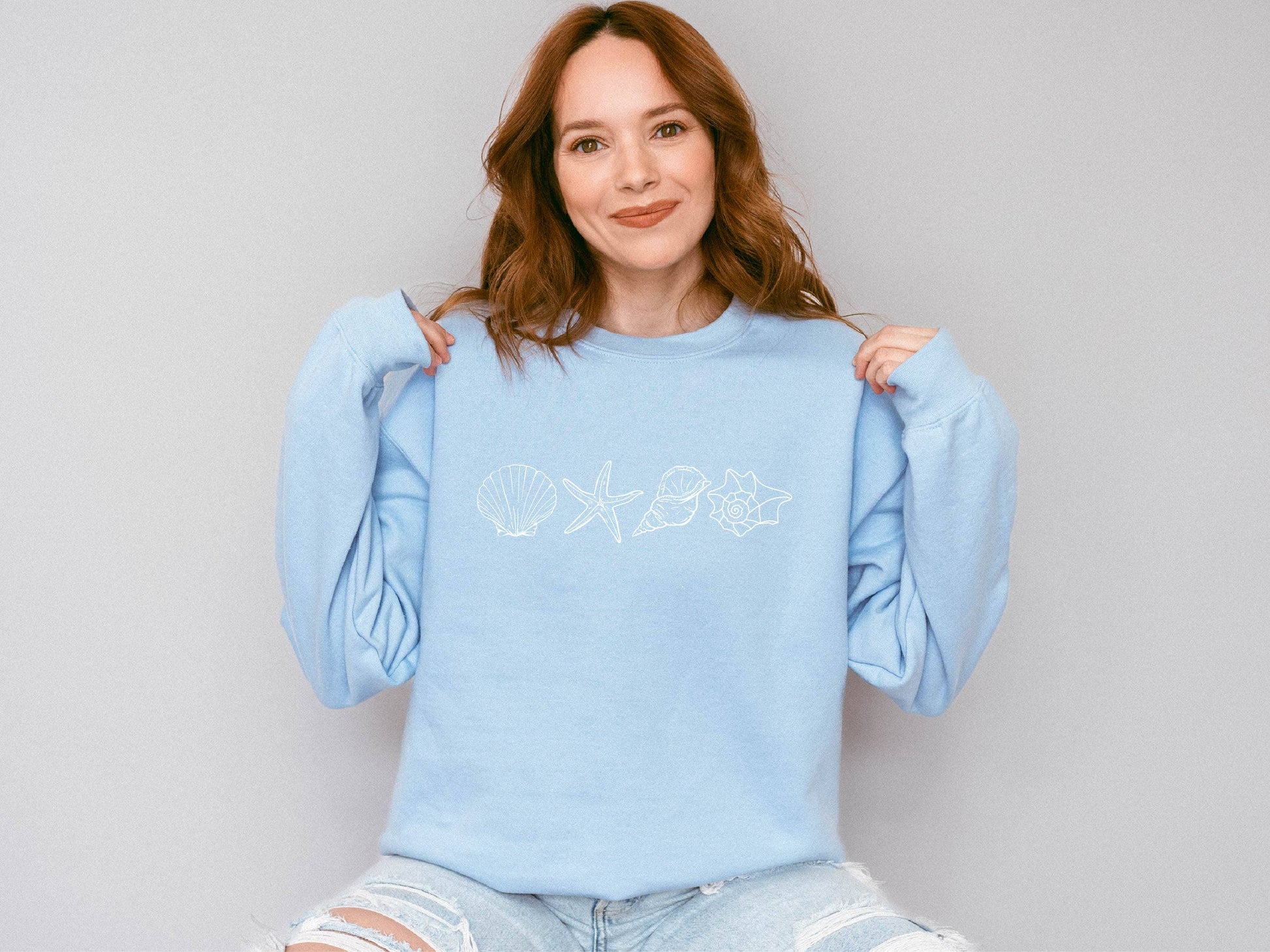 Beach Sweatshirt, Seashells, Beachy, Oversized Sweatshirt Unisex T-shirt, Sweatshirt, Hoodie, Long Sleeve Tee - T-Shirt, Sweatshirt, Hoodie