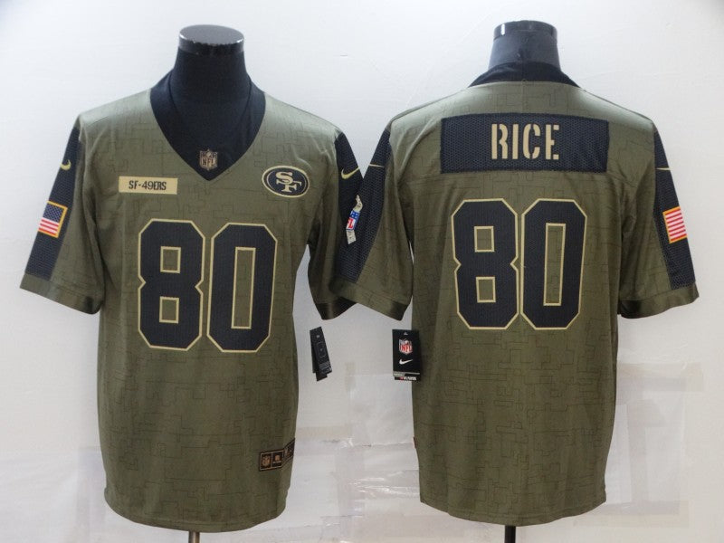 Men's San Francisco 49ers Jerry Rice #80 Brown Player Game Jersey1 football jersey product view 1