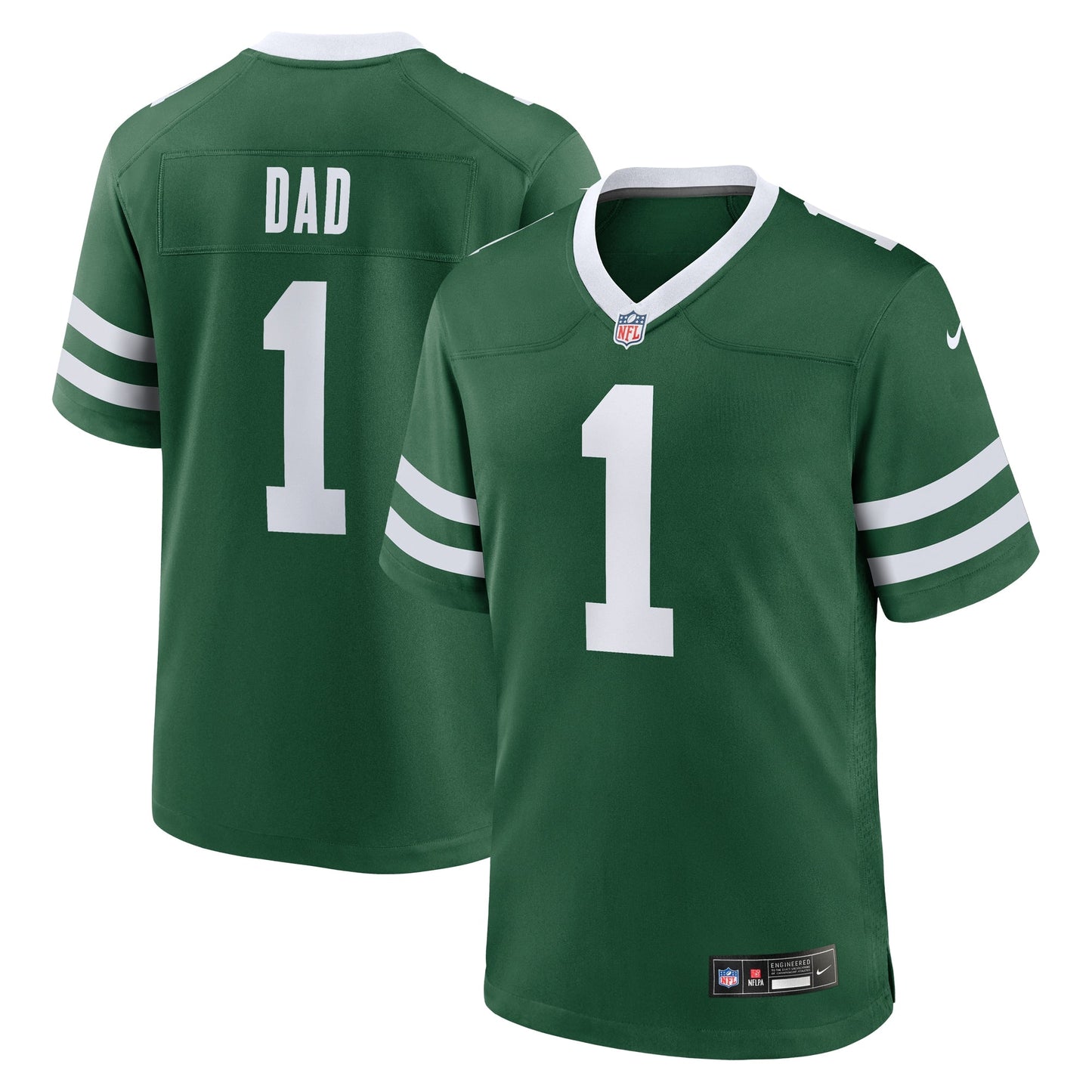 New York Jets #1 Dad Game Jersey - Legacy Green football jersey product view 1