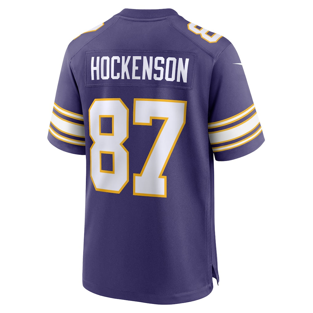 M.Vikings #87 T.J. Hockenson Purple Classic Player Game Jersey football jersey product view 1
