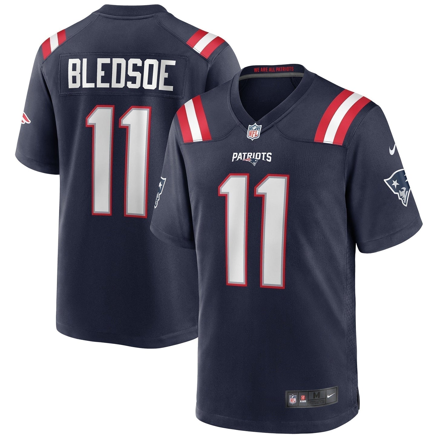 Drew Bledsoe New England Patriots Game Retired Jersey - Navy football jersey product view 1