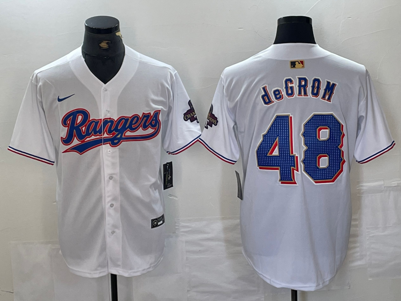 Men's Texas Rangers Jacob deGrom White 2024 Gold Collection Limited Player Jersey baseball jersey product view 1