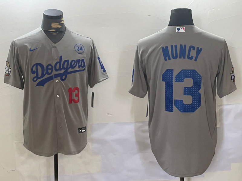 Men's Los Angeles Dodgers Max Muncy #13 Gray Game Player Jersey baseball jersey product view 1
