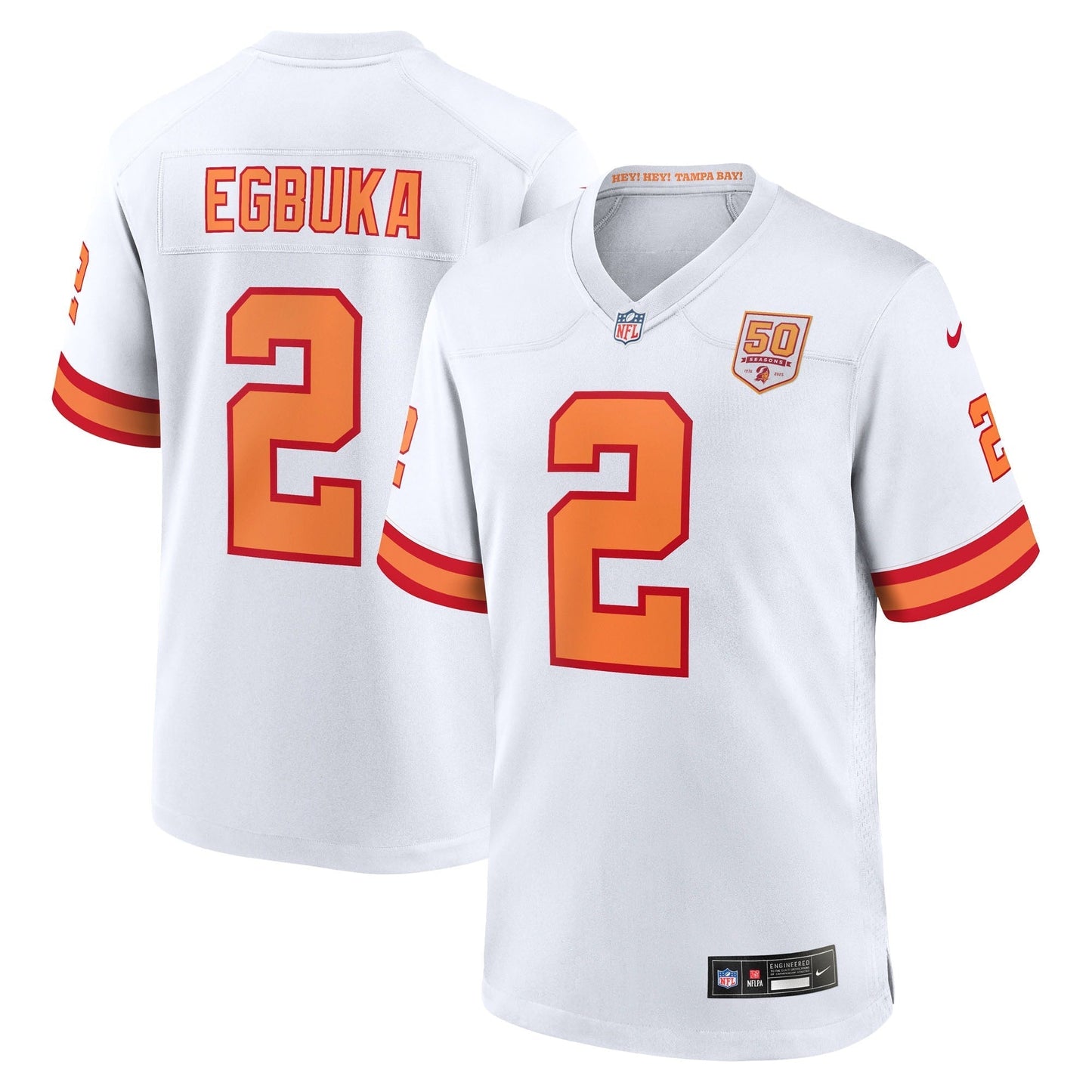 76 Tampa Bay Buccaneers Emeka Egbuka White Alternate 50th Season Game Jersey football jersey product view 1