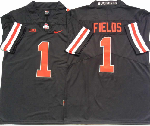 Men's Ohio State Buckeyes Justin Fields Black Player Jersey sports jersey product view 1
