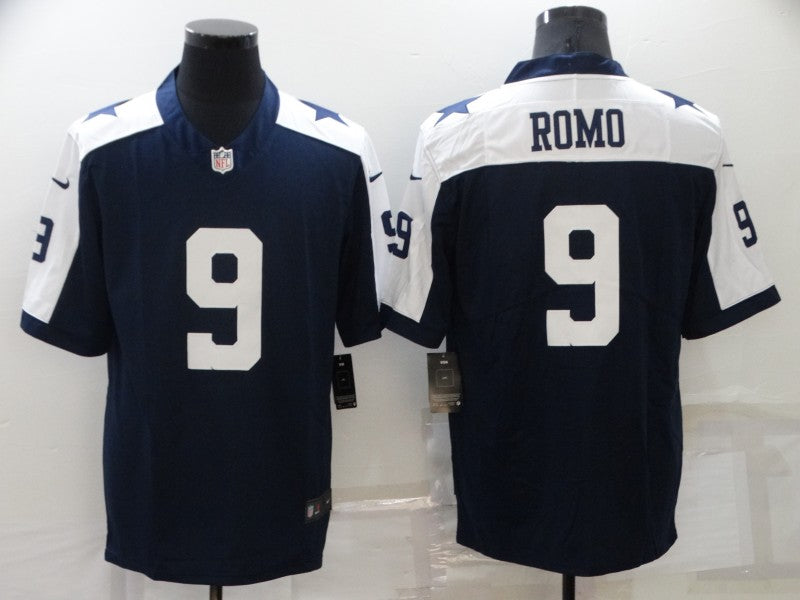 Men's Dallas Cowboys Tony Romo #9 Navy Game Jersey1 football jersey product view 1