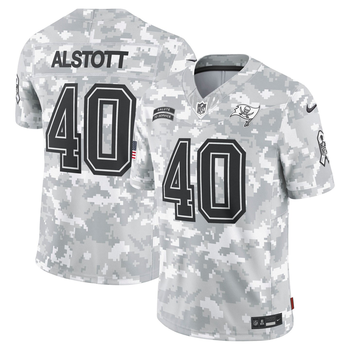 Mike Alstott Tampa Bay Buccaneers 2024 Salute to Service Retired Limited Jersey - Arctic Camo football jersey product view 1