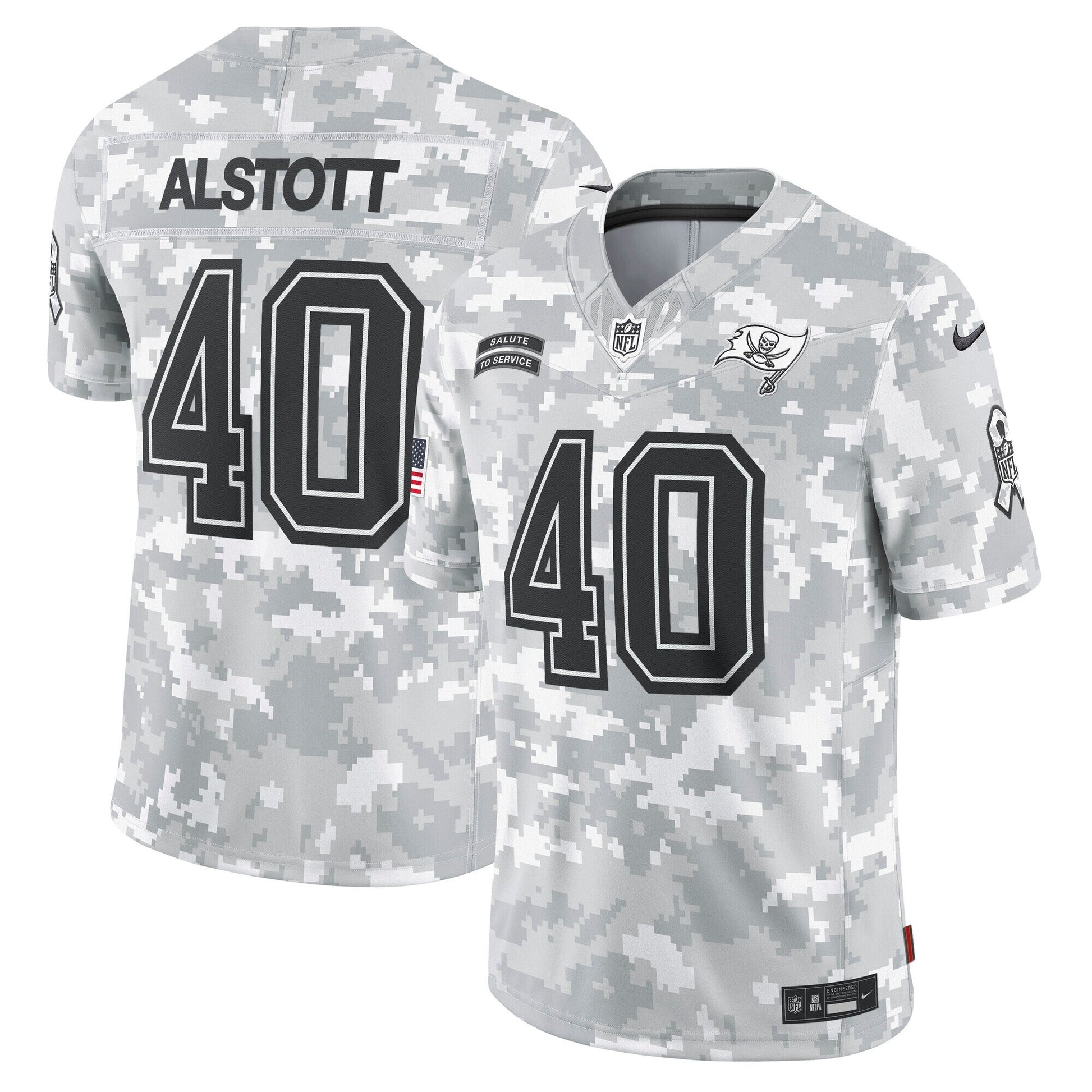 Mike Alstott Tampa Bay Buccaneers 2024 Salute to Service Retired Limited Jersey - Arctic Camo football jersey product view 1
