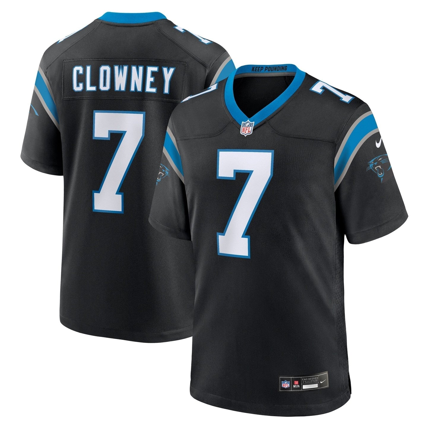 Jadeveon Clowney Carolina Panthers Game Jersey - Black football jersey product view 1
