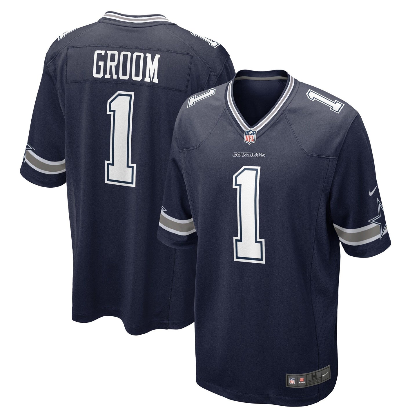 Number 1 Groom Dallas Cowboys Game Jersey - Navy football jersey product view 1