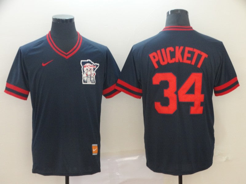 Men's Minnesota Twins Kirby Puckett Navy Replica Baseball Jersey baseball jersey product view 1