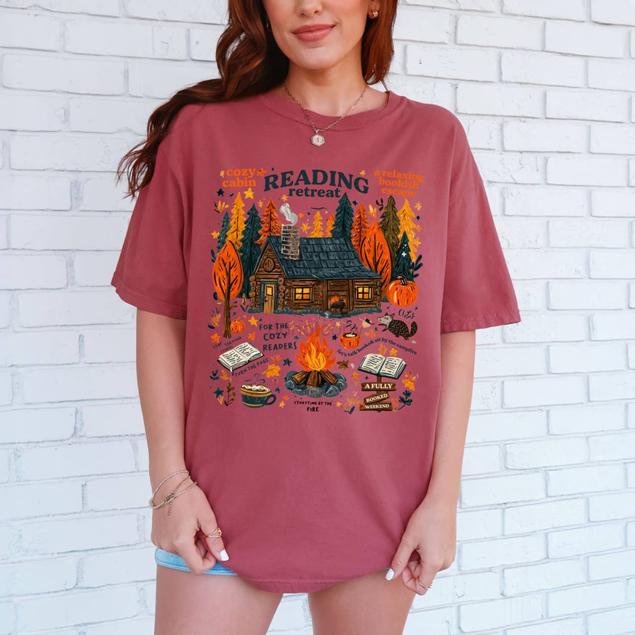 Cozy Cabin Reading Retreat Tee Unisex T-shirt, Sweatshirt, Hoodie, Long Sleeve Tee - T-Shirt, Sweatshirt, Hoodie