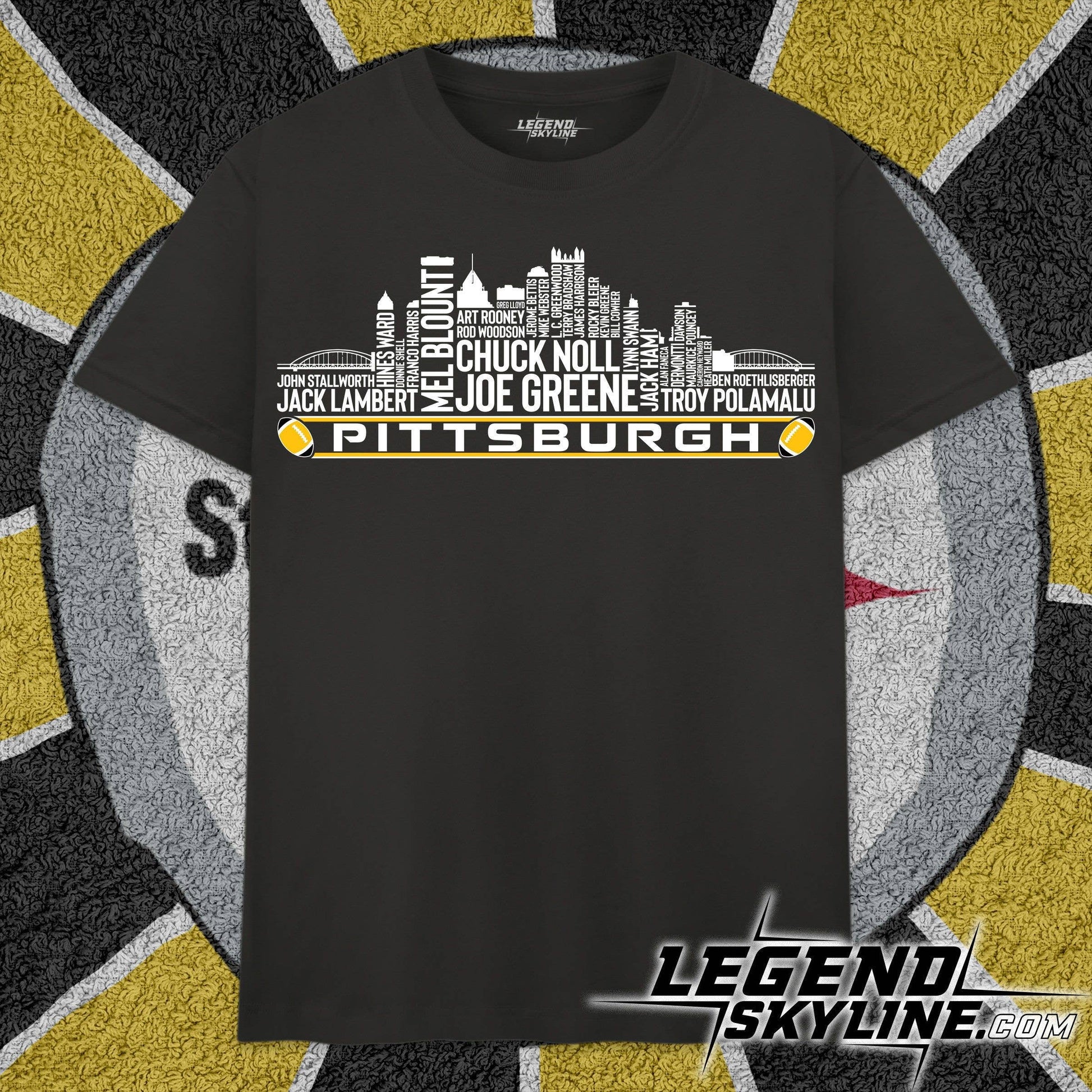 Pittsburgh Football Legends Skyline Shirt Unisex T-shirt, Sweatshirt, Hoodie, Long Sleeve Tee - T-Shirt, Sweatshirt, Hoodie