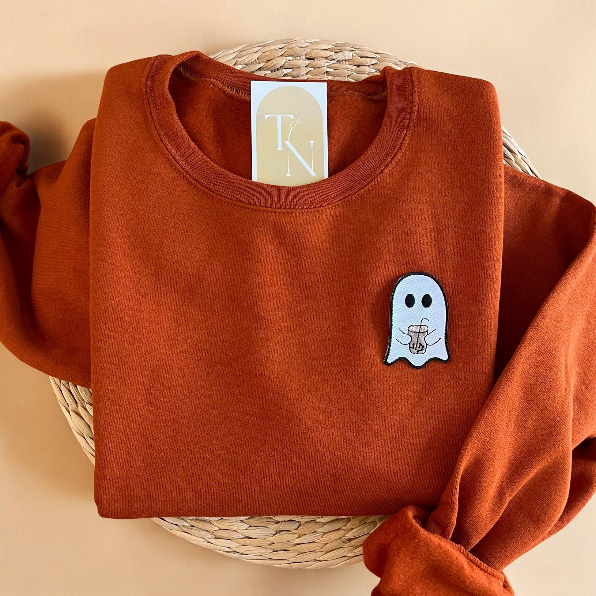 Ghost with Iced Coffee Sweatshirt, Halloween Sweatshirts Unisex T-shirt, Sweatshirt, Hoodie, Long Sleeve Tee - T-Shirt, Sweatshirt, Hoodie