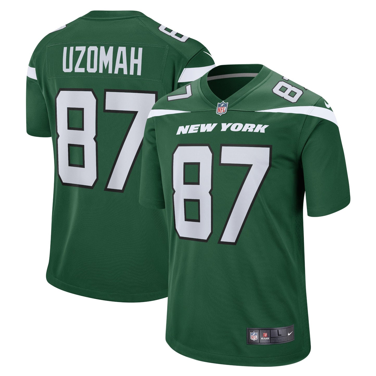 C.J. Uzomah New York Jets Game Jersey - Gotham Green football jersey product view 1