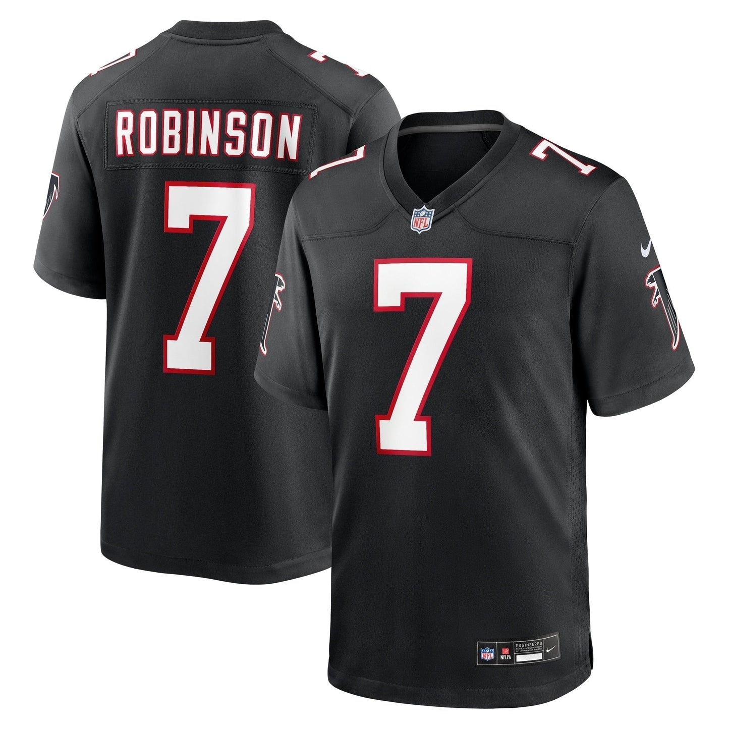 Bijan Robinson Atlanta Falcons Throwback Game Jersey - Black football jersey product view 1