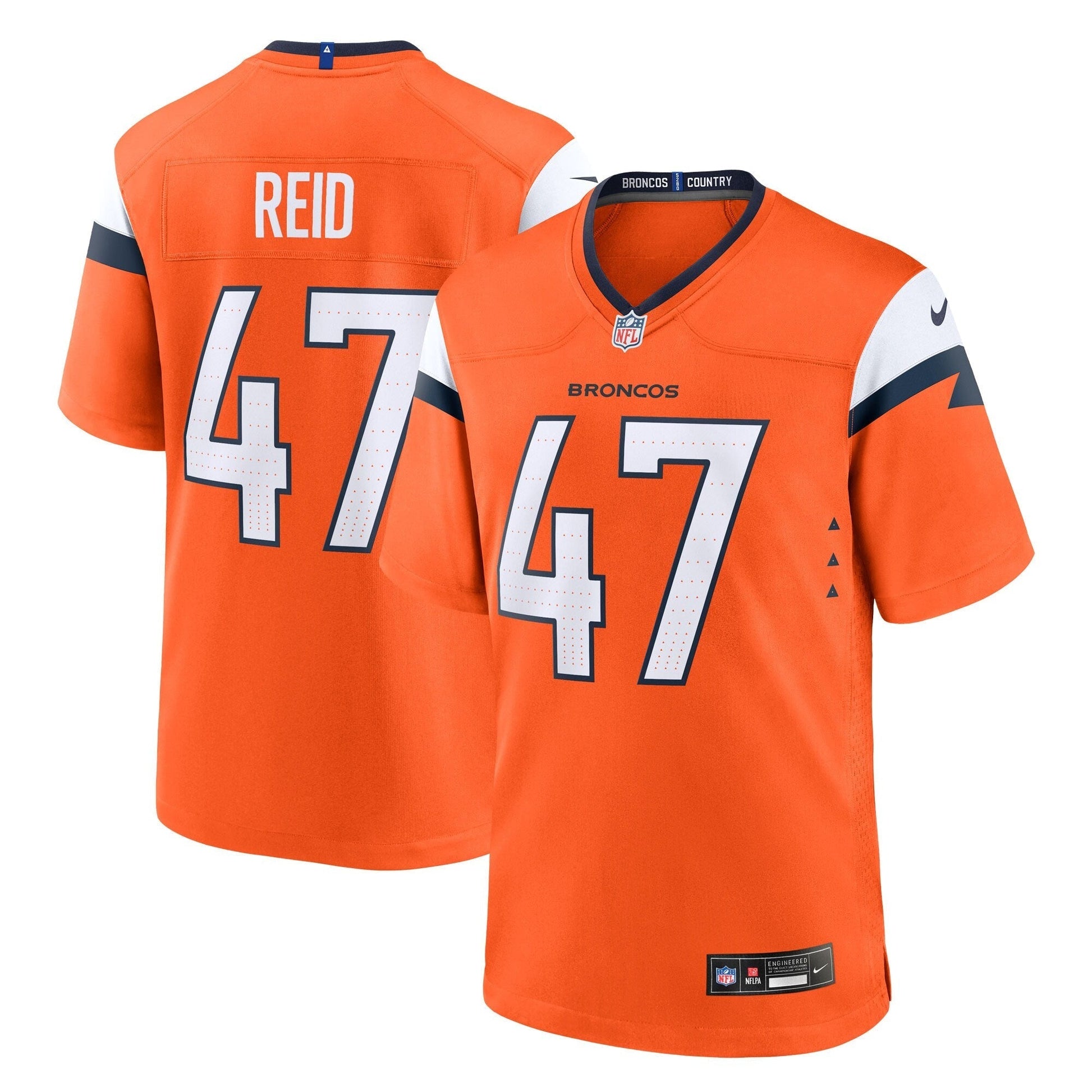 Denver Broncos Karene Reid Orange Team Game Jersey football jersey product view 1