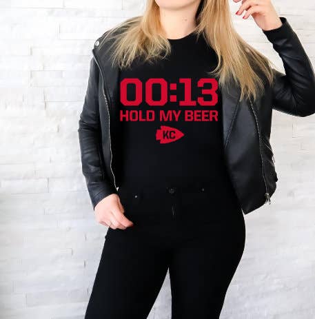 Kansas City Chiefs Hold My Beer 13 Seconds Sweatshirt Unisex T-shirt, Sweatshirt, Hoodie, Long Sleeve Tee - T-Shirt, Sweatshirt, Hoodie