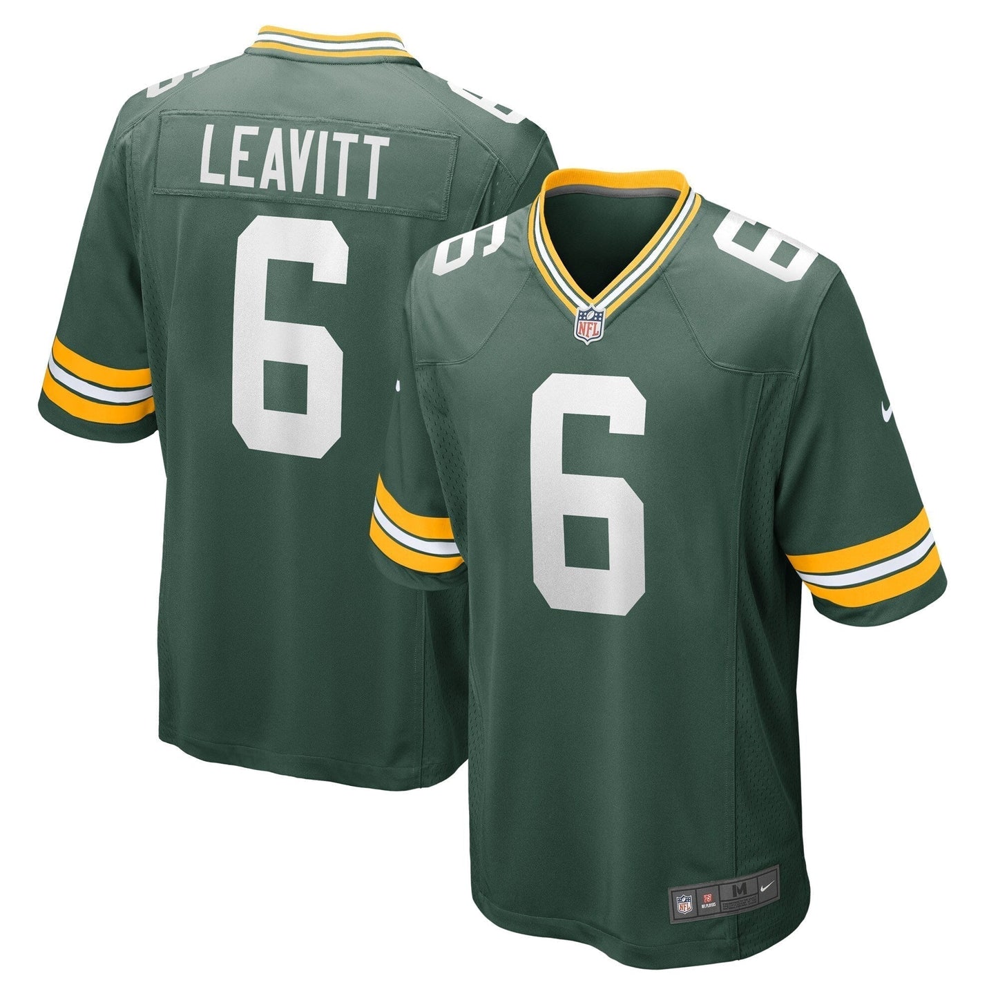 Dallin Leavitt Green Bay Packers Game Jersey - Green football jersey product view 1