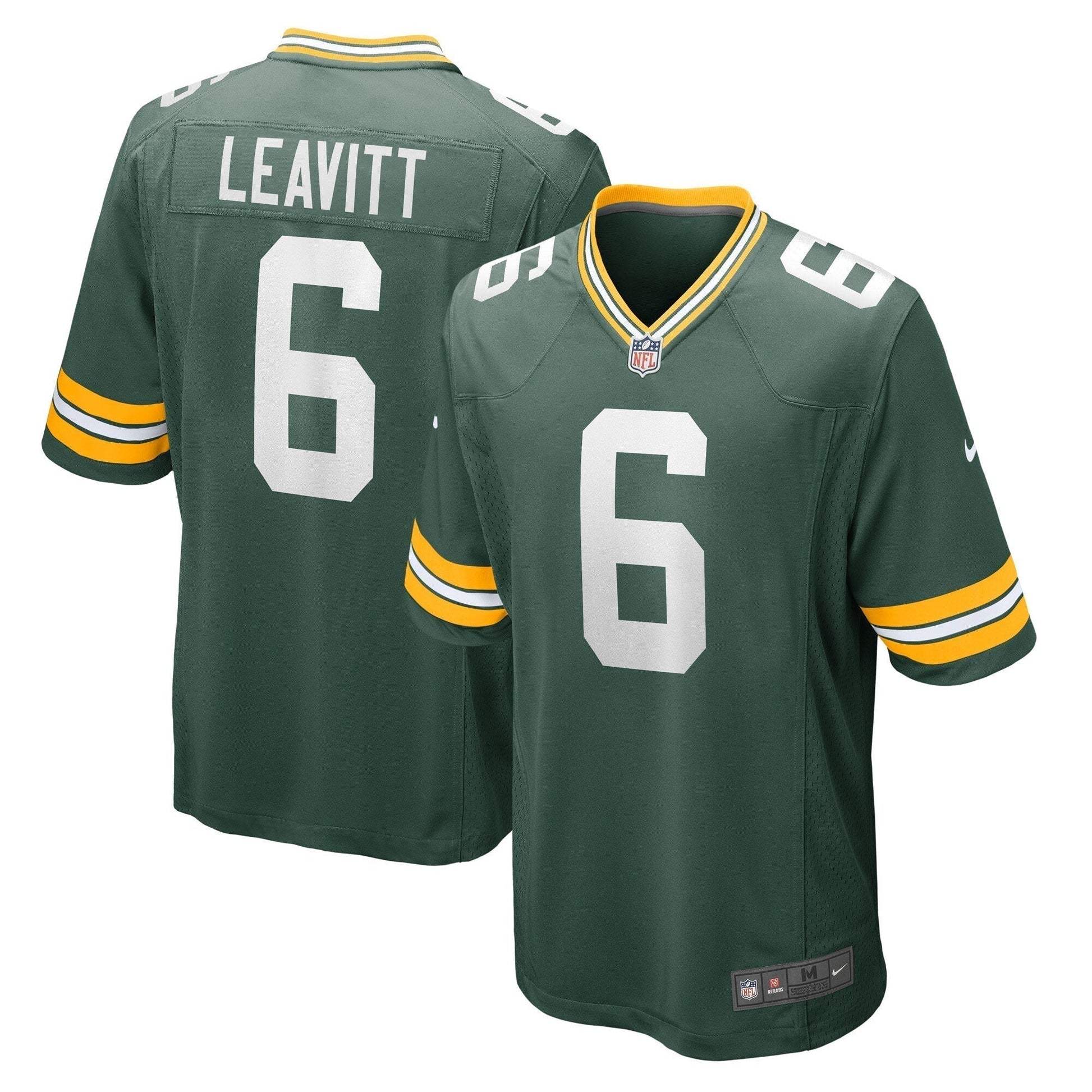 Dallin Leavitt Green Bay Packers Game Jersey - Green football jersey product view 1