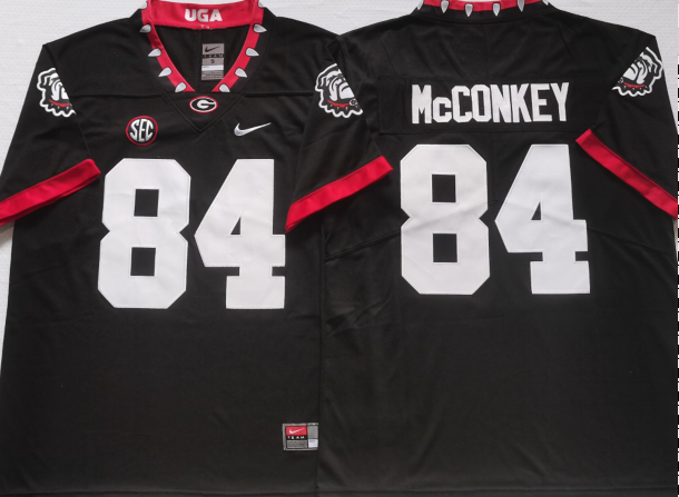 Men's Georgia Bulldogs Ladd McConkey Black Player Game Jersey sports jersey product view 1